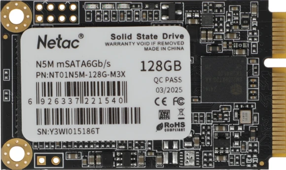 Накопитель SSD Netac SATA-III 128GB NT01N5M-128G-M3X N5M mSATA Накопитель SSD Netac SATA-III 128GB NT01N5M-128G-M3X N5M mSATA