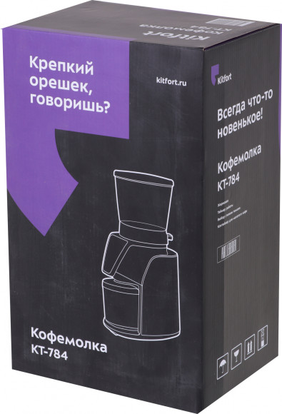 Кофемолка Kitfort КТ-784 165Вт сист.помол.:жернова вместим.:100гр черный Кофемолка Kitfort КТ-784 165Вт сист.помол.:жернова вместим.:100гр черный