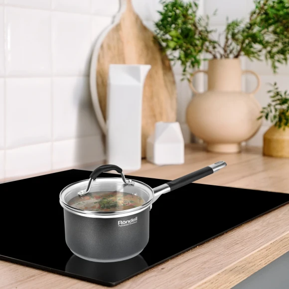 Ковш Rondell Stern RDS-008 1.9л. d=16см (с крышкой) темно-серый