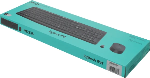 Клавиатура + мышь Logitech MK235 клав:серый мышь:серый/черный USB беспроводная Multimedia (920-007949)
