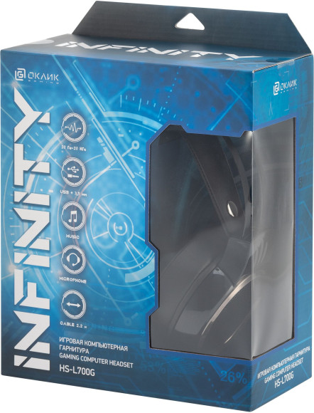 Наушники с микрофоном Оклик HS-L700G INFINITY черный 2.2м мониторные оголовье (1102308)