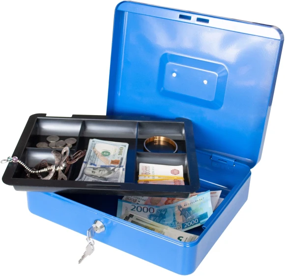 Ящик для денег Silwerhof Daily 90x300x240 синий сталь 1.66кг