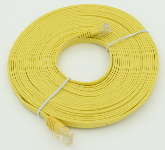 Патч-корд Flat cat5E molded 7.5м желтый RJ-45 (m)-RJ-45 (m)