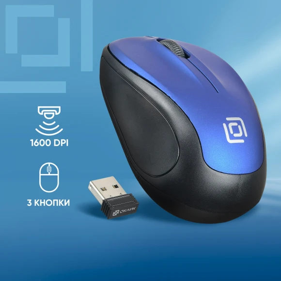 Мышь Оклик 665MW черный/синий оптическая 1600dpi беспров. USB для ноутбука 3but (1025132) Мышь Оклик 665MW черный/синий оптическая 1600dpi беспров. USB для ноутбука 3but (1025132)
