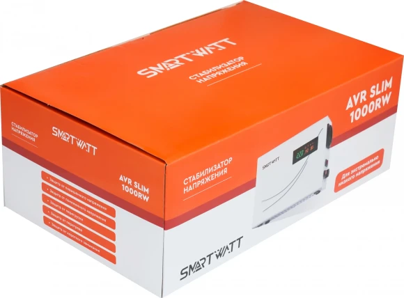 Стабилизатор напряжения Smartwatt AVR Slim 1000RW 1000ВА белый Стабилизатор напряжения Smartwatt AVR Slim 1000RW 1000ВА белый