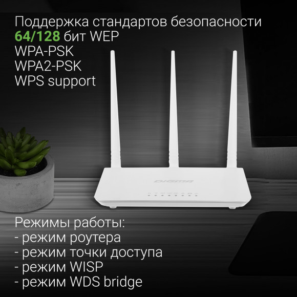 Роутер беспроводной Digma DWR-N302 N300 10/100BASE-TX белый Роутер беспроводной Digma DWR-N302 N300 10/100BASE-TX белый