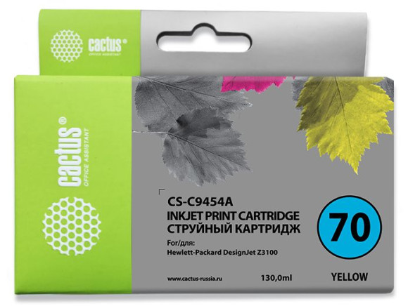 Картридж струйный Cactus CS-C9454A №70 желт.пигм. (130мл) для HP DJ Z3100 с чипом
