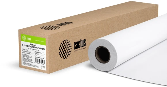 Бумага Cactus CS-PG230-61030 24"(A1) 610мм-30м/230г/м2/белый глянцевое универсальная (с покрытием) втулка:50.8мм (2")