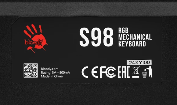 Клавиатура A4Tech Bloody S98 механическая красный USB for gamer LED (SPORTS RED) кабель 1.8м