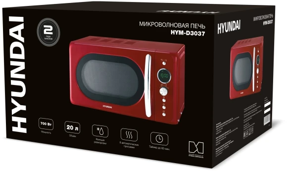 Микроволновая Печь Hyundai HYM-D3037 20л. 700Вт красный/серебристый Микроволновая Печь Hyundai HYM-D3037 20л. 700Вт красный/серебристый