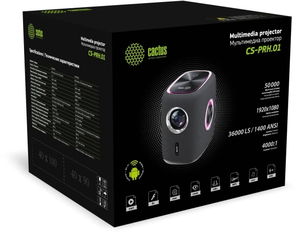 Проектор Cactus CS-PRH.01B.WUXGA-A 2LCD 36000Lm LS 1400Lm ANSI (1920x1080) 4000:1 ресурс лампы:50000часов 2xUSB typeA 2xHDMI 4кг Проектор Cactus CS-PRH.01B.WUXGA-A 2LCD 36000Lm LS 1400Lm ANSI (1920x1080) 4000:1 ресурс лампы:50000часов 2xUSB typeA 2xHDMI 4кг