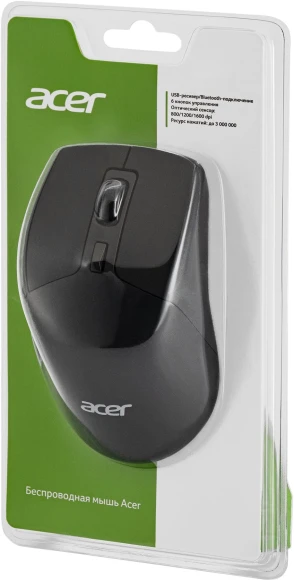 Мышь Acer OMR170 черный оптическая 1600dpi беспров. BT/Radio USB 6but (ZL.MCEEE.00N)