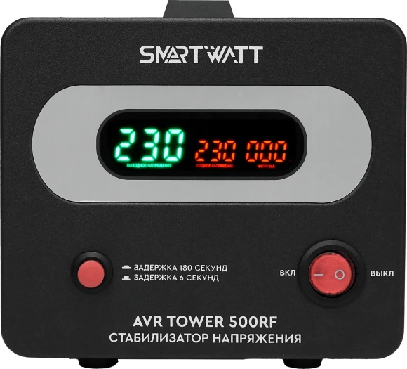 Стабилизатор напряжения Smartwatt AVR Tower 500RF 500ВА черный Стабилизатор напряжения Smartwatt AVR Tower 500RF 500ВА черный
