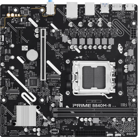 Материнская плата Asus PRIME B840M-R Socket AM5 AMD B840 2xDDR5 mATX AC`97 8ch(7.1) GbLAN RAID+HDMI+DP