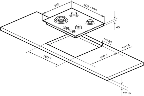 Газовая варочная поверхность Lex GVG 644 T BL черный