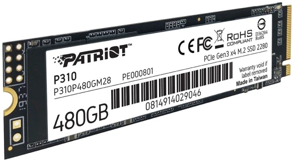 Накопитель SSD Patriot PCIe 3.0 x4 480GB P310P480GM28 P310 M.2 2280 Накопитель SSD Patriot PCIe 3.0 x4 480GB P310P480GM28 P310 M.2 2280