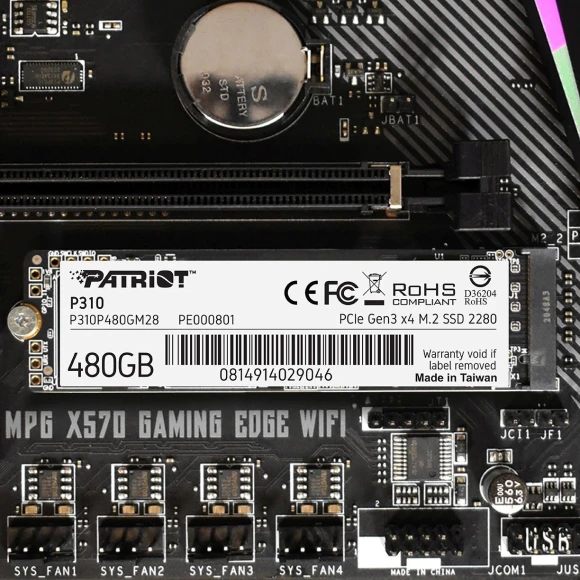 Накопитель SSD Patriot PCIe 3.0 x4 480GB P310P480GM28 P310 M.2 2280 Накопитель SSD Patriot PCIe 3.0 x4 480GB P310P480GM28 P310 M.2 2280