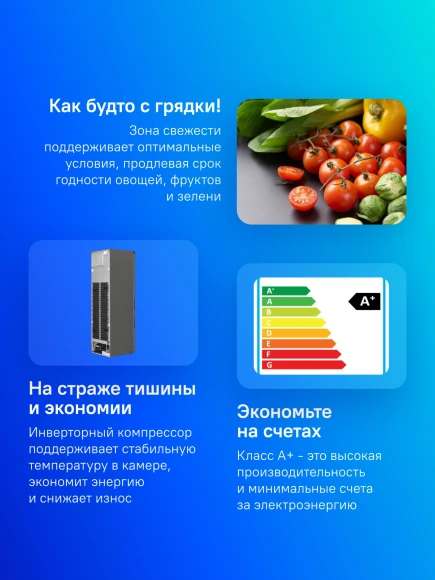 Холодильник LG GA-B509CLCL 2-хкамерн. графит мат. инвертер