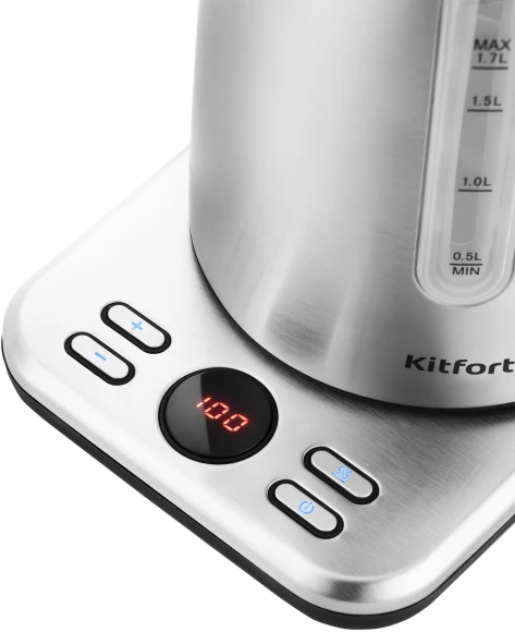 Чайник электрический Kitfort КТ-661 1.7л. 2200Вт черный/серебристый корпус: металл/пластик