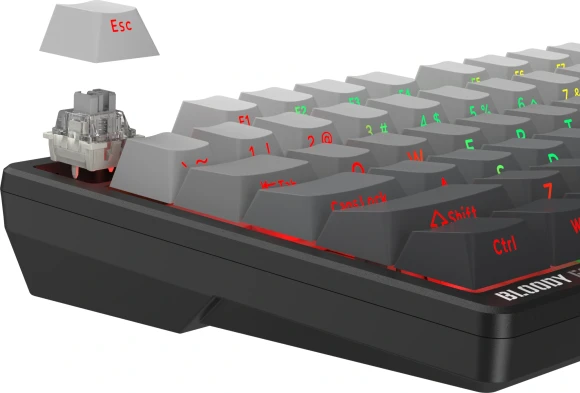 Клавиатура A4Tech MS76 PLUS механическая черный/серый USB Multimedia for gamer LED кабель 1.8м