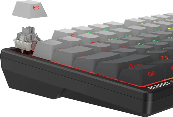 Клавиатура A4Tech MS76 PLUS механическая черный/серый USB Multimedia for gamer LED кабель 1.8м
