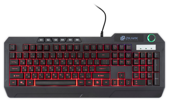 Клавиатура Оклик 715G черный USB Multimedia for gamer LED (1680657) Клавиатура Оклик 715G черный USB Multimedia for gamer LED (1680657)