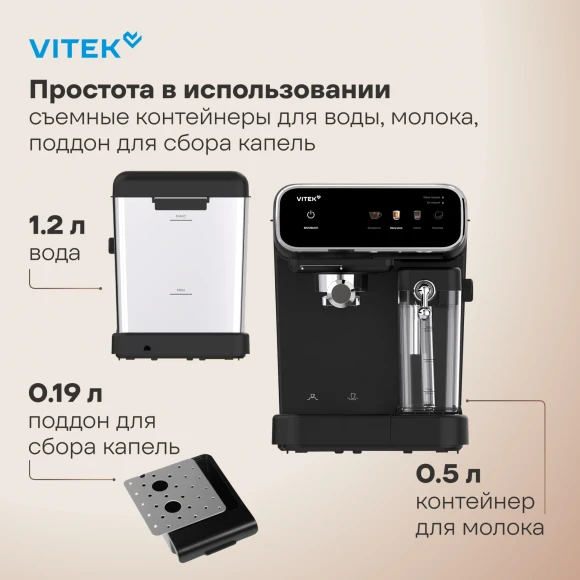 Кофеварка рожковая Vitek VT-CME1501 1350Вт черный