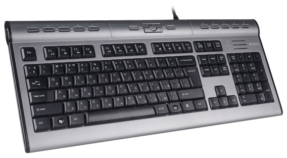 Клавиатура A4Tech KLS-7MUU серебристый/черный USB slim Multimedia (KLS-7MUU USB) кабель 1.5м