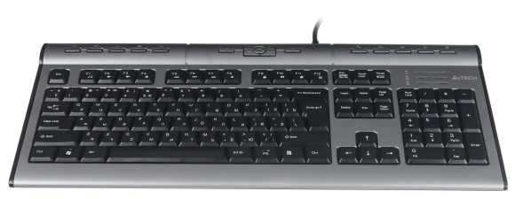 Клавиатура A4Tech KLS-7MUU серебристый/черный USB slim Multimedia (KLS-7MUU USB) кабель 1.5м