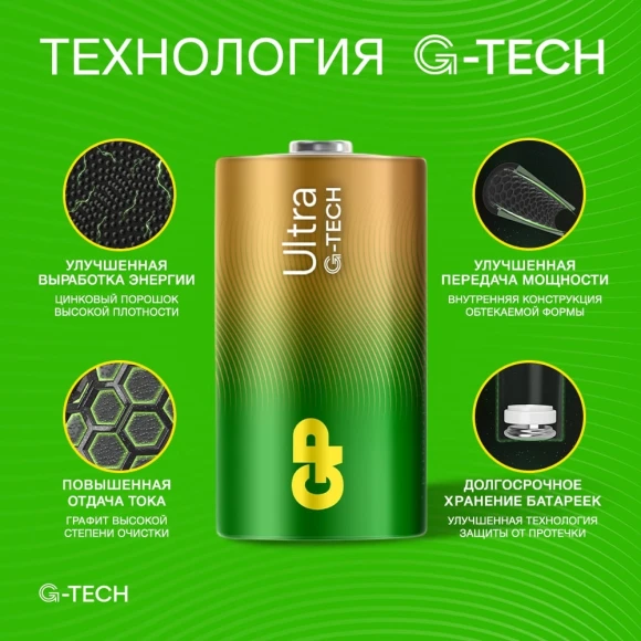 Батарея GP Ultra Alkaline 14AUA21-2CRSBC2 C (2шт) блистер Батарея GP Ultra Alkaline 14AUA21-2CRSBC2 C (2шт) блистер