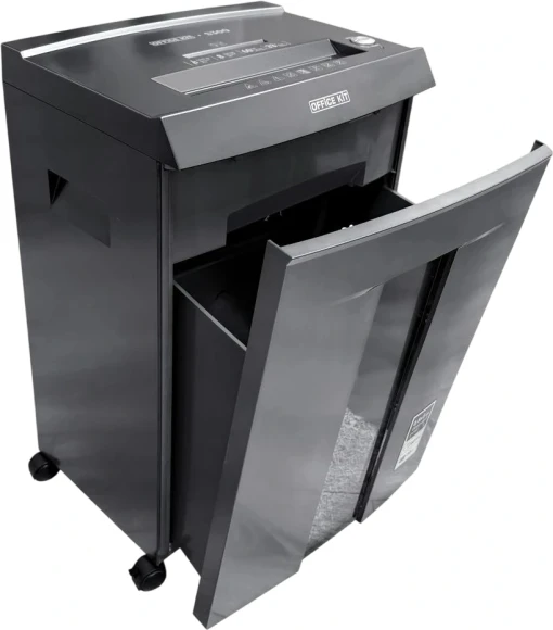 Шредер Office Kit S300 0,8x5 черный (секр.P-7) фрагменты 8лист. 33лтр. пл.карты CD Шредер Office Kit S300 0,8x5 черный (секр.P-7) фрагменты 8лист. 33лтр. пл.карты CD