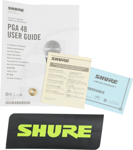 Микрофон проводной Shure PGA48-QTR-E 4.6м черный/серебристый