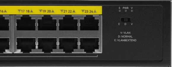 Коммутатор Netis P124GH (L2) 24x100Мбит/с 2x1Гбит/с 1xКомбо(1000BASE-T/SFP) 1SFP 24PoE 24PoE+ 360W неуправляемый