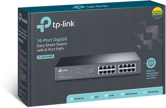 Коммутатор TP-Link TL-SG1016PE (L2) 16x1Гбит/с 8PoE+ 110W управляемый Коммутатор TP-Link TL-SG1016PE (L2) 16x1Гбит/с 8PoE+ 110W управляемый