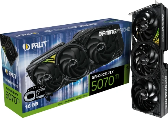 Видеокарта Palit PCI-E 5.0 PA-RTX5070Ti GAMINGPRO-S OC NVIDIA GeForce RTX 5070TI 16Gb 256bit GDDR7 2295/28000 HDMIx1 DPx3 HDCP Ret Видеокарта Palit PCI-E 5.0 PA-RTX5070Ti GAMINGPRO-S OC NVIDIA GeForce RTX 5070TI 16Gb 256bit GDDR7 2295/28000 HDMIx1 DPx3 HDCP Ret