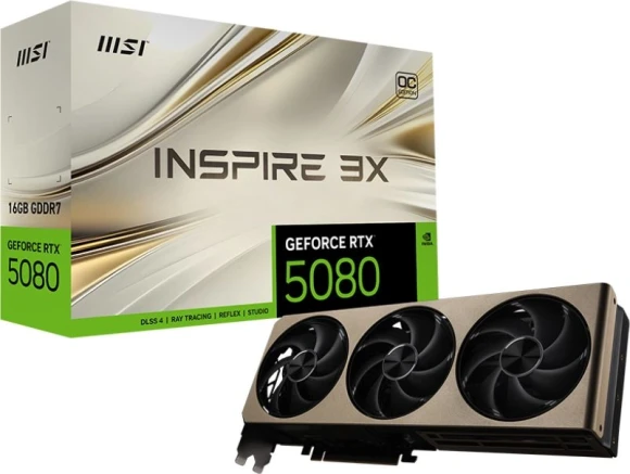 Видеокарта MSI PCI-E 5.0 RTX 5080 16G INSPIRE 3X OC NVIDIA GeForce RTX 5080 16Gb 256bit GDDR7 2640/30000 HDMIx1 DPx3 HDCP Ret Видеокарта MSI PCI-E 5.0 RTX 5080 16G INSPIRE 3X OC NVIDIA GeForce RTX 5080 16Gb 256bit GDDR7 2640/30000 HDMIx1 DPx3 HDCP Ret