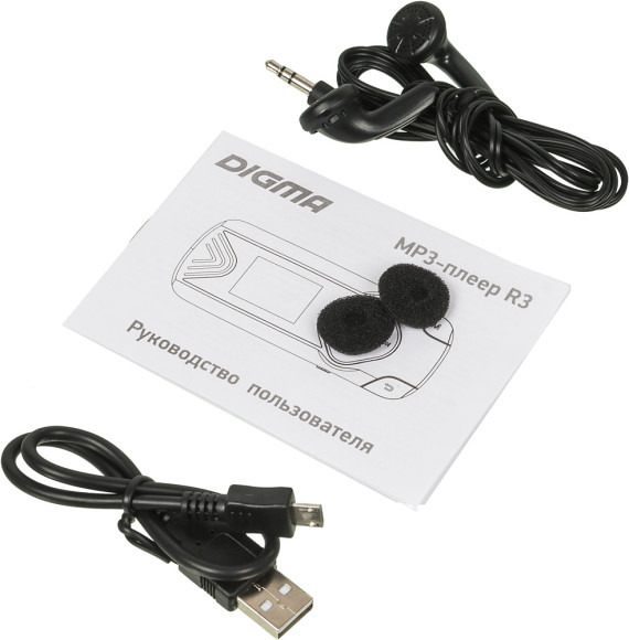 Плеер Flash Digma R3 8Gb черный/0.8"/FM/microSDHC/clip
