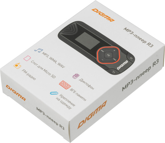 Плеер Flash Digma R3 8Gb черный/0.8"/FM/microSDHC/clip