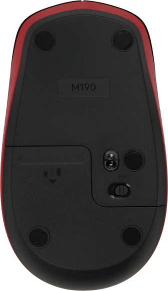 Мышь Logitech M190 черный/красный оптическая 1000dpi беспров. USB 2but (910-005908)