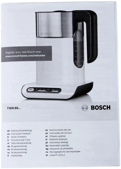 Чайник электрический Bosch TWK8613P 1.5л. 2400Вт черный/серебристый корпус: металл/пластик Чайник электрический Bosch TWK8613P 1.5л. 2400Вт черный/серебристый корпус: металл/пластик