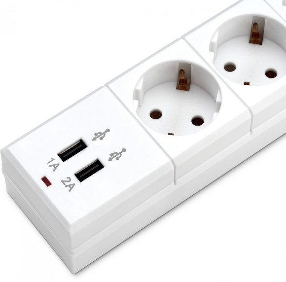 Сетевой фильтр Buro BU-SP5_USB_2A-W 5м (6 розеток) белый (коробка) Сетевой фильтр Buro BU-SP5_USB_2A-W 5м (6 розеток) белый (коробка)