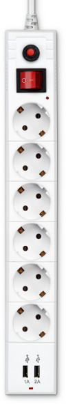 Сетевой фильтр Buro BU-SP5_USB_2A-W 5м (6 розеток) белый (коробка) Сетевой фильтр Buro BU-SP5_USB_2A-W 5м (6 розеток) белый (коробка)