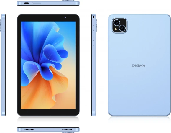 Планшет Digma Q8 SC9863A (1.6) 8C RAM3Gb ROM32Gb 8" IPS 1280x800 4G Android 14 голубой 5Mpix 2Mpix BT WiFi microSD 128Gb 4500mAh 191hrs Планшет Digma Q8 SC9863A (1.6) 8C RAM3Gb ROM32Gb 8" IPS 1280x800 4G Android 14 голубой 5Mpix 2Mpix BT WiFi microSD 128Gb 4500mAh 191hrs