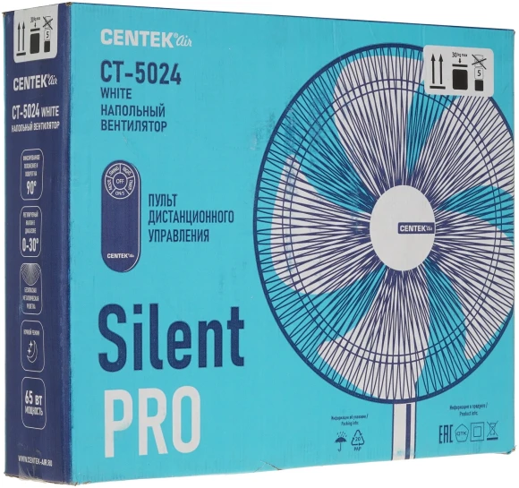 Вентилятор напольный Centek CT-5024 65Вт скоростей:4 ПДУ белый