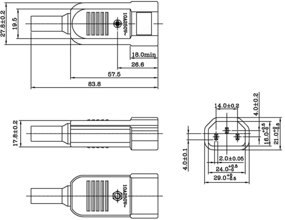 Вилка Hyperline CON-IEC320C14 черный Вилка Hyperline CON-IEC320C14 черный
