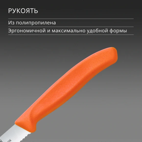 Нож кухонный Victorinox Swiss Classic (6.7839.C1) стальной столовый для овощей лезв.110мм серрейт. заточка оранжевый
