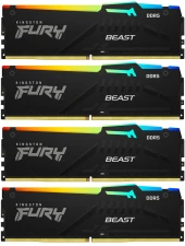 Память DDR5 4x32GB 5600MHz Kingston KF556C40BBAK4-128 Fury Beast Black RGB RTL Gaming PC5-44800 CL40 DIMM 288-pin 1.25В dual rank с радиатором Ret