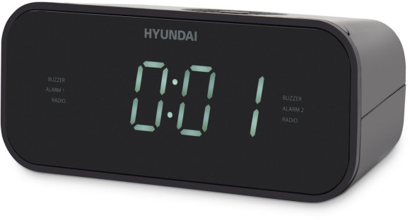 Радиобудильник Hyundai H-RCL221 черный LCD подсв:белая часы:цифровые FM Радиобудильник Hyundai H-RCL221 черный LCD подсв:белая часы:цифровые FM