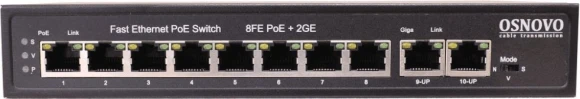 Коммутатор Osnovo SW-20820(120W) (L2) 8x100Мбит/с 2x1Гбит/с 8PoE 120W неуправляемый