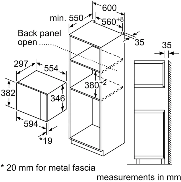 Микроволновая печь Bosch BFL524MB2 20л. 800Вт черный (встраиваемая)